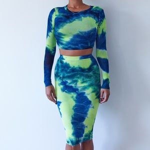 Neon Yellow / Blue Tie Dye Set 🧩💙